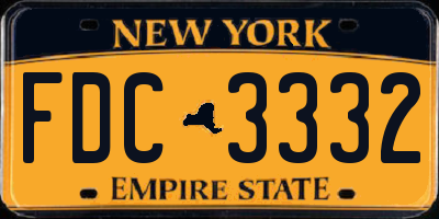 NY license plate FDC3332