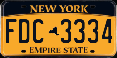 NY license plate FDC3334