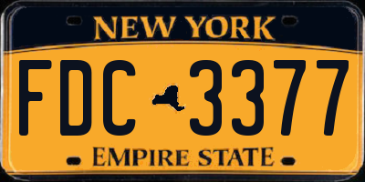 NY license plate FDC3377