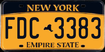 NY license plate FDC3383