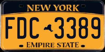 NY license plate FDC3389