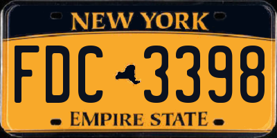NY license plate FDC3398