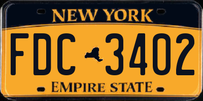 NY license plate FDC3402