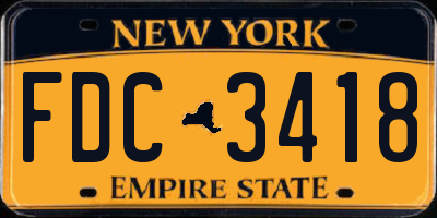 NY license plate FDC3418
