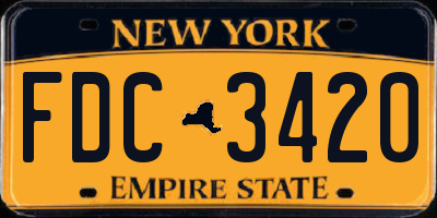 NY license plate FDC3420