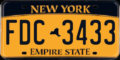 NY license plate FDC3433