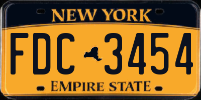 NY license plate FDC3454