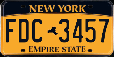 NY license plate FDC3457