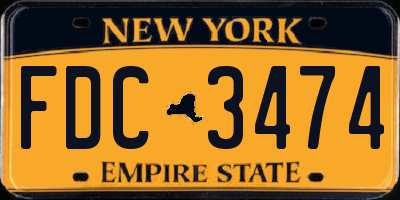 NY license plate FDC3474