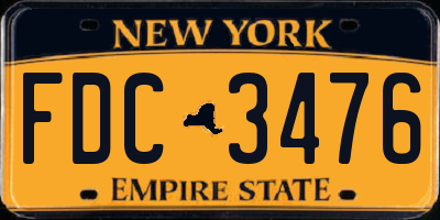 NY license plate FDC3476