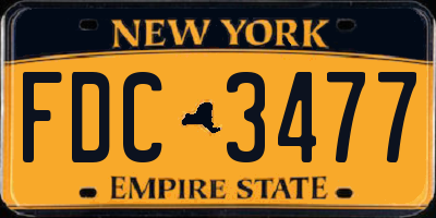 NY license plate FDC3477