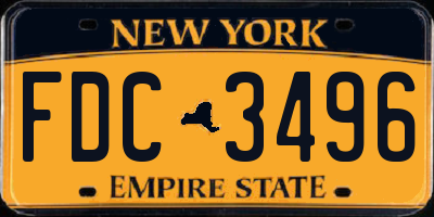 NY license plate FDC3496