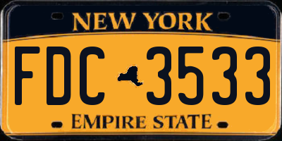 NY license plate FDC3533