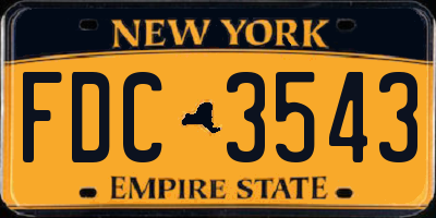 NY license plate FDC3543