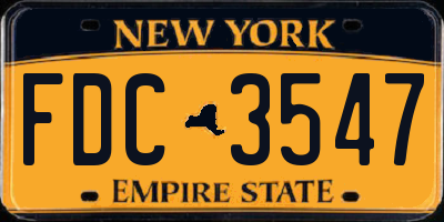 NY license plate FDC3547