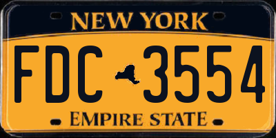 NY license plate FDC3554