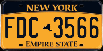 NY license plate FDC3566