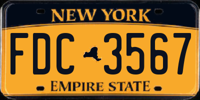 NY license plate FDC3567