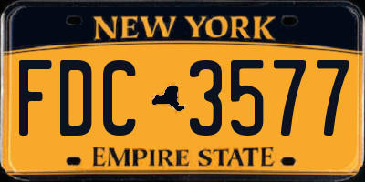 NY license plate FDC3577