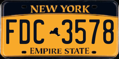 NY license plate FDC3578