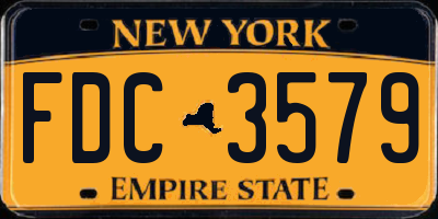 NY license plate FDC3579