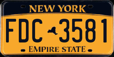 NY license plate FDC3581