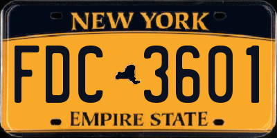 NY license plate FDC3601