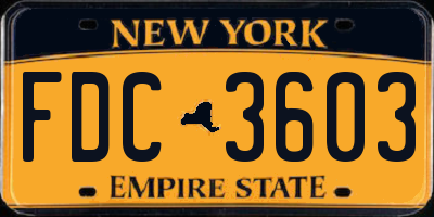 NY license plate FDC3603
