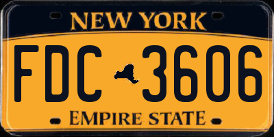 NY license plate FDC3606