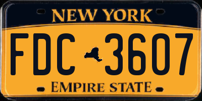 NY license plate FDC3607