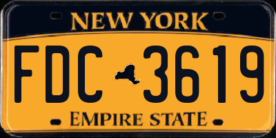 NY license plate FDC3619