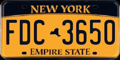NY license plate FDC3650