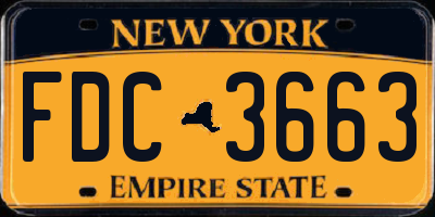 NY license plate FDC3663