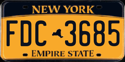 NY license plate FDC3685