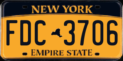 NY license plate FDC3706