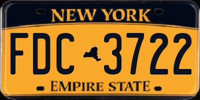 NY license plate FDC3722