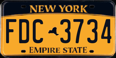 NY license plate FDC3734