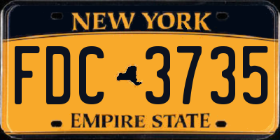 NY license plate FDC3735