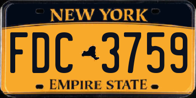 NY license plate FDC3759