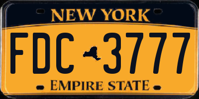 NY license plate FDC3777