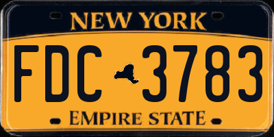 NY license plate FDC3783