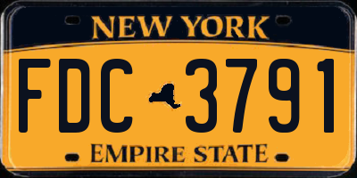 NY license plate FDC3791
