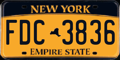 NY license plate FDC3836