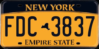 NY license plate FDC3837