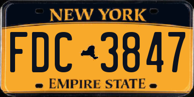 NY license plate FDC3847