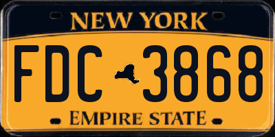 NY license plate FDC3868