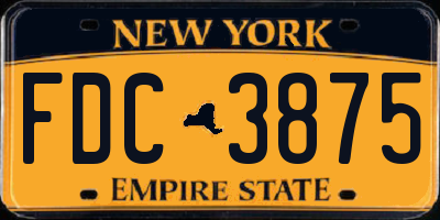 NY license plate FDC3875