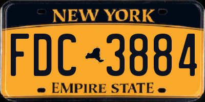 NY license plate FDC3884