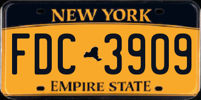 NY license plate FDC3909
