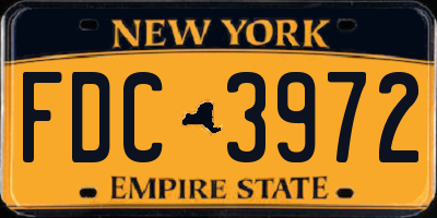 NY license plate FDC3972